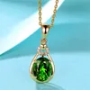 Pendentif Colliers De Mode De Luxe Plaqué Or Femmes Collier Avec Brillant Vert Émeraude Zircone Pour La Fête De Mariage Mère Cadeau Bijoux