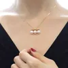925 Silver Chain With 18k Gold Balance Bar Faux Pearl Necklace Runway T Show Party Designer Gown Top Ins Japan Korean Trendy