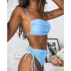 Maillot de bain sexy pour femme, maillot de bain bikini, maillot de bain deux pièces couleur unie tissu brillant mode taille haute coupe maillots de bain bikinis sous-vêtement de bain moda praia