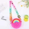 New Rainbow Fidget Toys Bag Cute Decompression Children Messenger Silicone Bag Bubble Push Coin Purse