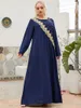 Etnik Giyim Mavi Abaya Dubai Türkiye Arap Müslüman Elbise Kaftan İslam Maxi Maksi Elbiseler Fas Vestidos Robe Longue Femme