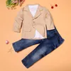 Clothing Sets Baby Boys Set Spring Autumn Children Clothes 3Pcs Coat + Shirt Pants Suit Kids Outfits