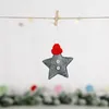 Ciondoli a forma di stella pendenti con ornamento per albero di Natale con cappello da Babbo Natale lavorato a maglia, regalo per bambini per decorazioni per feste domestiche