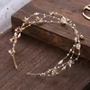 Урожай невеста Handmade Gold Pearl Headband Цветочный головной убор Bridal Girls Tiara Свадебные Волосы Аксессуары для волос Женщины Ювелирные Изделия