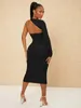 Асимметричная шея вырезала обратно Bodycon платье она