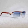 2023 okulary designerskie Nowe vintage krążkowy nr róg bez obręczy mężczyźni drewniane okulary przeciwsłoneczne metalowe odcienie ramy na letni klub okulary