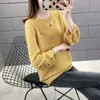 Embroidered Hollow Sweater Women Round Neck Lantern Sleeves Loose Thin Knitted Jumpers Pullovers Female Spring 210427