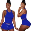 Tasarımcı Kadın Eşofman 2 Parça Kısa Pantolon Set Kolsuz Şort Bodycon Lady Yelek Yaz Giysileri Casual Jogger Suit