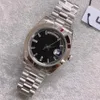 St9 zegarki stalowe 40 mm Diamentowa czarna tarcza gładka ramka lód automatyczny ruch mechaniczny Sapphire Glass Prezydent Prezydent Męskie męskie W268A