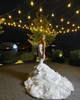 Wspaniała Długa Syrenka Suknia Ślubna Sweetheart Dubaj Design White Satin Cascading Ruffles Formalne Suknie Party Vestidos De Novia