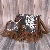 Evening Bags Wholesale Brown Cow Women's Vegan Leather Hobo Fringe Crossbody Tassel Purse Lady Vintage Small Handbag Cute For Girls