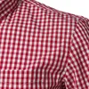 スモールチェックテイプのシャツの男性夏半袖コットンメンズドレスシャツカジュアルボタンダウンケミーズHomme Camisa Masculina XXXL 210809