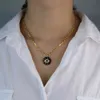 Turecki Lucky Evil Eye Geometryczne Monety Naszyjnik Złoty Otwarte Łańcuch Link Europejskiej Kobiety Moda Naszyjniki