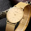 Wristwatches Ultra Thin Mens Watches Luxury Men Gold Stainless Steel Mesh Band Quartz Relogio Masculino