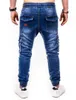 Niebieski Rocznika Człowiek Jeans Business Casual Classic Style Denim Mężczyzna Cargo Spodnie Więcej Kieszenie Frenum Kostki Banded Casual Spodnie S-3XL 211120