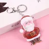 Party Supplies Christmas Fur Ball Keychain Environmentally Friendly Leather Santa Claus Plush Bag Keychains Gift Wholesale