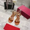 2021 Hot Sales Fashion Designer Rivet Patent Leather Sandals Slippers Women girls nail lace dress shoes 6.5cm high heels classic with box