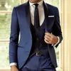 Navy Blue Groom Tuxedo do ślubu Niestandardowy Slim Fit Men Suit z Spodnie 3 Sztuka Najnowsza Kamizelka Płaszcz Projekty Mężczyzna Moda Kostium X0909