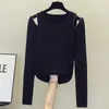 Women's Sweaters Autumn 2021 Large Blue Knitted Off Shoulder Top Fashion Long Sleeve Pullover Sweater