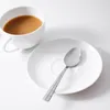 Skedar Rostfritt stål med långt handtag Koreansk middagssoppa Kaffe efterrätt Sked Tea Rice Sallad Porslin