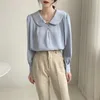 Women's Blouses & Shirts Spring Autumn Long Sleeve Shirt Women Business Doll Collar Crewneck Chiffon Blouse Woman Summer Fashion Tops