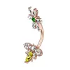 CZ Body Piercing Jewelry Bee Flower Belly Button Rings 316L Surgical Steel Navel Bar with Zircon