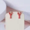 Boucles d'oreilles collier mignon belle Mini écrevisse rouge ensembles de bijoux pour femmes mode boucle d'oreille Bracelet cuivre accessoires