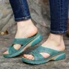 Women's Fashion Vintage Flower Wedge Sandals Ladies Slip On Comfortable Shoes Women Summer Casual Beach #3