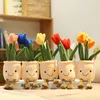 Levensechte tulipsucculente planten pluche gevulde speelgoed zachte boekenplank decor pop creatieve ingemaakte bloemen kussen home decor kid cadeau CS11