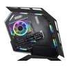 SAHARA MAGICSNAKE D900MiNi Gaming-Computergehäuse, spezielle Form, transparentes Acryl-Seitenpanel, MICRO-ATX/ITX RGB, USB 3.0/USB 2.0/HDD/SSD für Desktop-PC – Schwarz