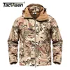 TACVASEN Army Camouflage Airsoft Jacket Mens Military Tactical Waterproof Softshell Outwear Coat Windbreaker Hunt Clothes 210811