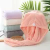 Coral Fleece Dry Hair Wrapped Towel Care Caps Shower Cap Button Original Magic Séchage rapide Femme Super Absorbant Séchage rapide XG0057