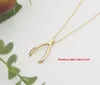 Trendy Wishbone Lucky Hanger Goud Verzilverd Mode-sieraden Verklaring Ketting Vrouwen Kettingen