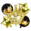 Décoration de fête 6 pièces/ensemble couronne noir or numéro feuille combinaison ballon bébé douche anniversaire décorations ballons à l'hélium