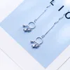 Véritable 925 Sterling Silver Long Glands Balancent Boucles D'oreilles pour les Femmes Boucle D'oreille Style Coréen Bijoux De Mode 210707