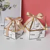 Gem Tower Boîte à bonbons bronzante Petite carte de mariage en carton DecorationPaper Gift Packaging Event Party Supplies 210724