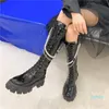 Botas saque booty zipper rodada dedo do pé de luxo clogs plataforma sapatos de salto liso Moda militar lolita couro de borracha med
