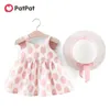 Summer Baby Girl 3D Wings Dotted Sleeveless Dress with Hat Toddler Dresses Clothes 210528