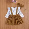 0-24M Herfst Spring Born Infant Baby Meisjes Kleding Set Lange Mouw Dot Romper Ruffles Rokken Overalls Outfits 210515