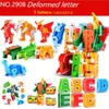 Lettere inglesi Trasforma Robot/Animali/dinosauri Apprendimento creativo/fai da te grande robot deformazione Building Blocks Giocattoli per bambini Y1130