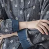 Johnature Kobiety Retro Polka Dot Batwing Sleeve Chiński Styl Cardigan Płaszcze Jesień Luźne Wypoczynek All-Match Fashion Płaszcz 210521