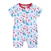 Newborn Girls Boys Baby Christmas Romper Jumpsuit Xmas Summer Rompers Cotton Cartoon Print Infant Bodysuit 3-24 Months