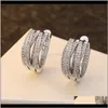 Orecchini polsino dell'orecchio Jewelryins Gioielli di moda più venduti 925 Sterling Sier Pave White Sapphire Cz Diamond Pietre preziose Party Women Female Bridal