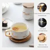 Tazze Tazza in ceramica stile nordico Tazza da caffè Tazza da tè Set di copertine in legno con motivo in marmo dipinto in oro di lusso leggero