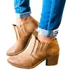 أحذية الخريف الشتاء النساء الصلبة الأوروبية السيدات أحذية بو الجلود الكاحل مع حجم سميكة 35-43