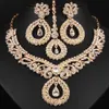 FARLENA Jewelry Clear Crystal Rhinestones Chandelier Necklace Earrings Frontal chain Romantic Indian Bridal Jewelry sets H1022