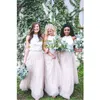 2021 Two Piece Lace Top Long Bridesmaid Dresses Vintage Lace Top Tulle Custom Maid of Honor Prom Party Gowns Cheap