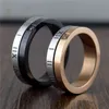 2021 Arrivals Roman Number Spinner Rings For Women High Quality Black Color Stainless Steel Jewelry With AAA Cubic Zirconia