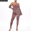 Women Jumpsuit Butterfly Leopard Print Skinny Long Sleeve Bodysuit Fashion Off Shoulder Rompers Sexy Club Autumn Body Mujer 210520