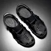 Männer Sandalen Aus Echtem Leder für Römische 39 Hohl Leichte Atmungsaktive Casual Schuhe Sommer Outdoor Gladiator Sandalia Masculina 32373